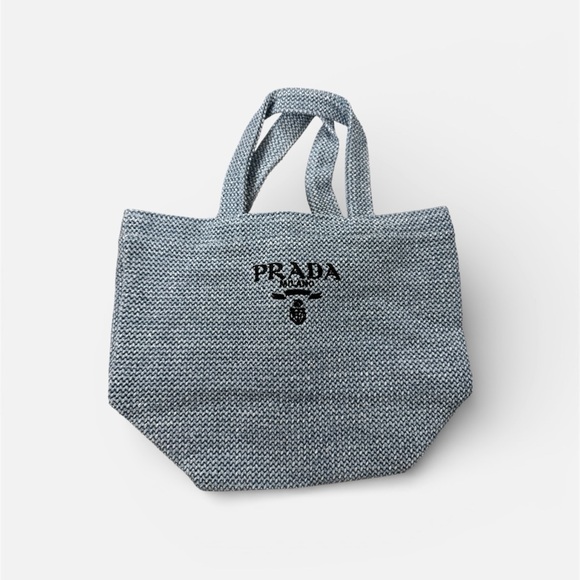 Prada blue straw GWP tote bag - Picture 2 of 3